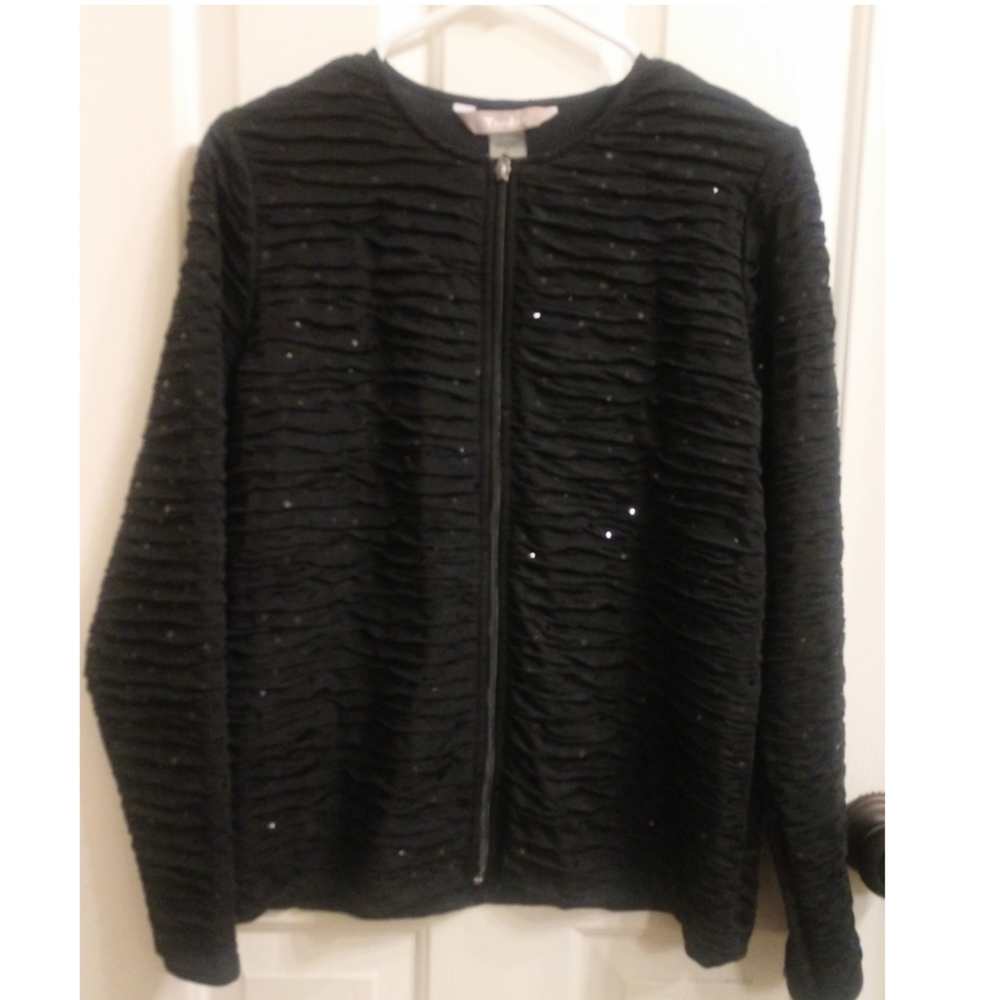 Tanjay Black Zip Bling Jacket Sz Small